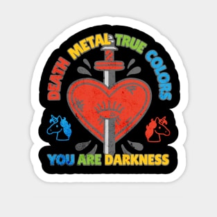 Cute Dagger Heart Unicorn Colorful Death Metal True Colors, You Are Darkness classic Vintage 80s 90s Sticker